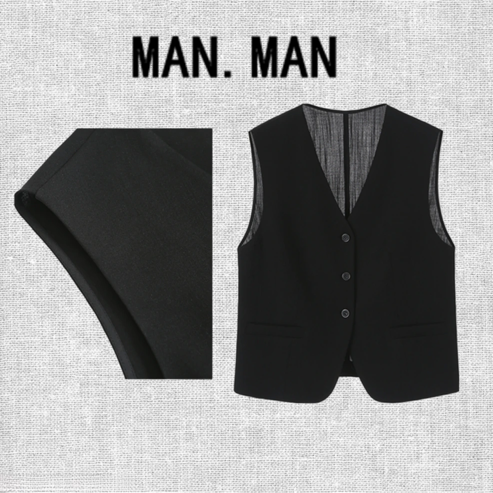 2024夏季新款V领西装马甲外套休闲时尚无袖外穿开衫上衣大码女装