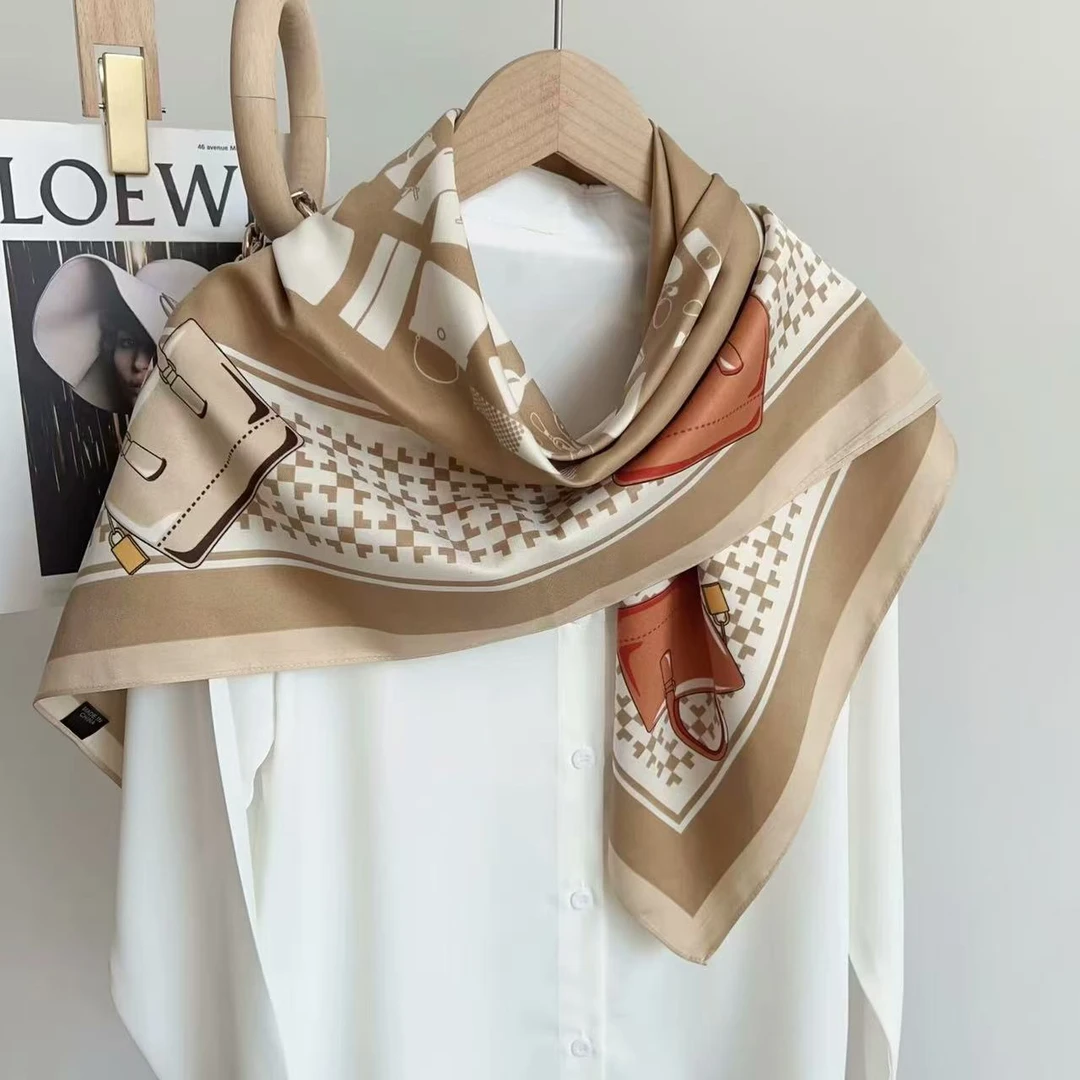 100新款百搭杭州丝绸真丝巾90*90#1155