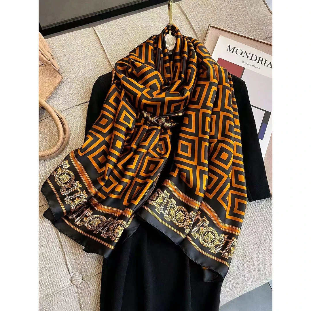 100新款百搭杭州丝绸真丝巾90*180#3839