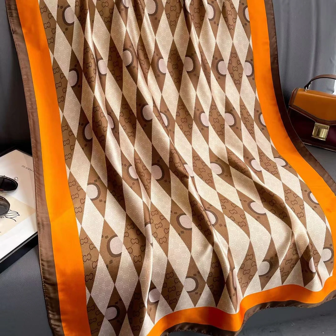 100新款百搭杭州丝绸真丝巾90*180#3787