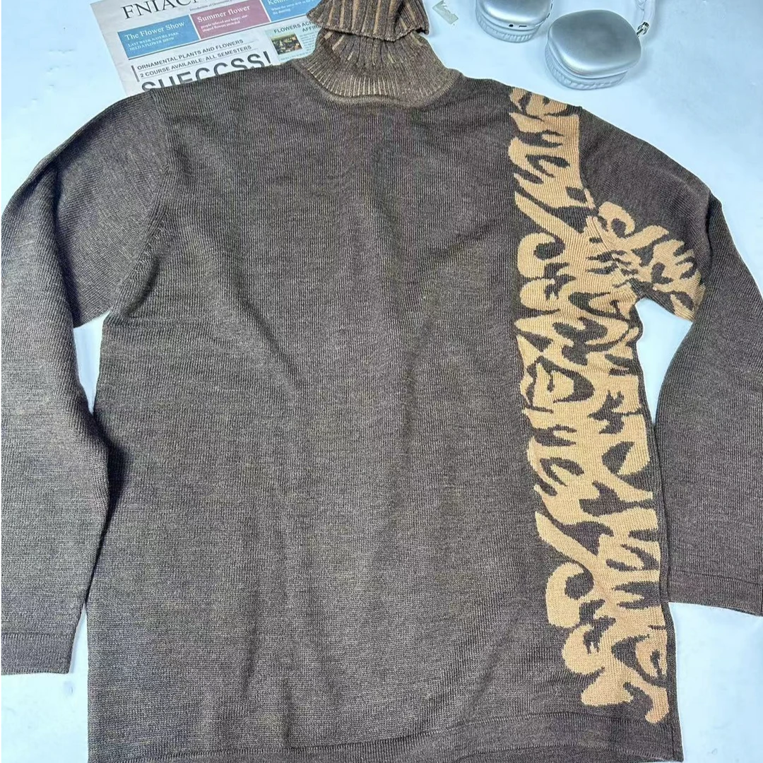 拼接感秋冬新款针织羊毛保暖高领毛衣40102（A20-3）