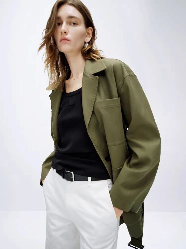 轻奢设计师款英伦风气质时尚休闲风衣外套(A4-14)10005