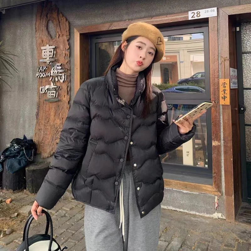 美Y~高定速暖棉服  黑色轻暖简约短款棉衣外套（D8-6）108