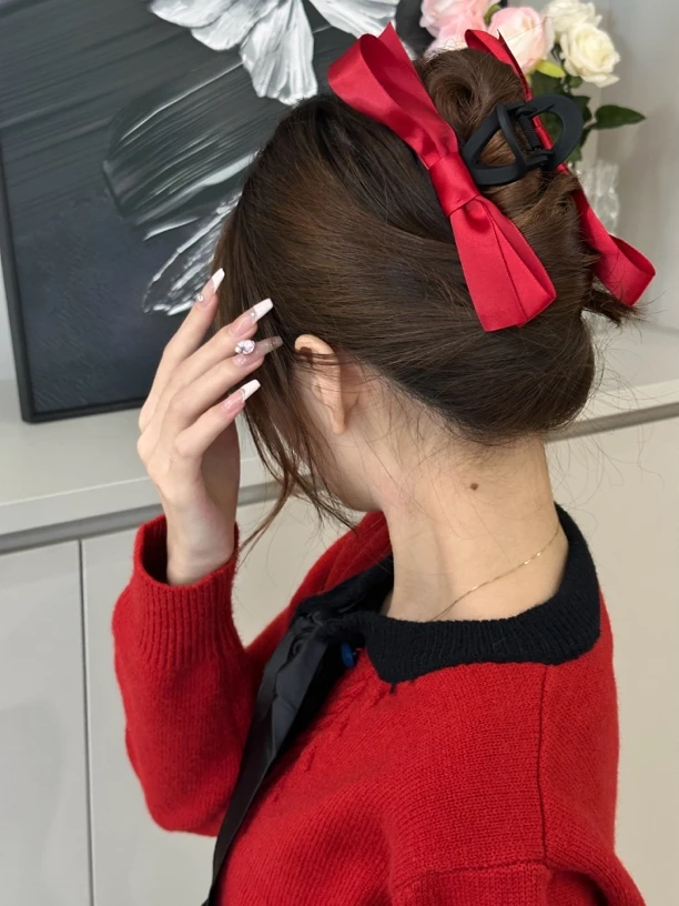 蝴蝶结抓夹女大号高级感盘发网红发夹后脑勺鲨鱼夹头饰
