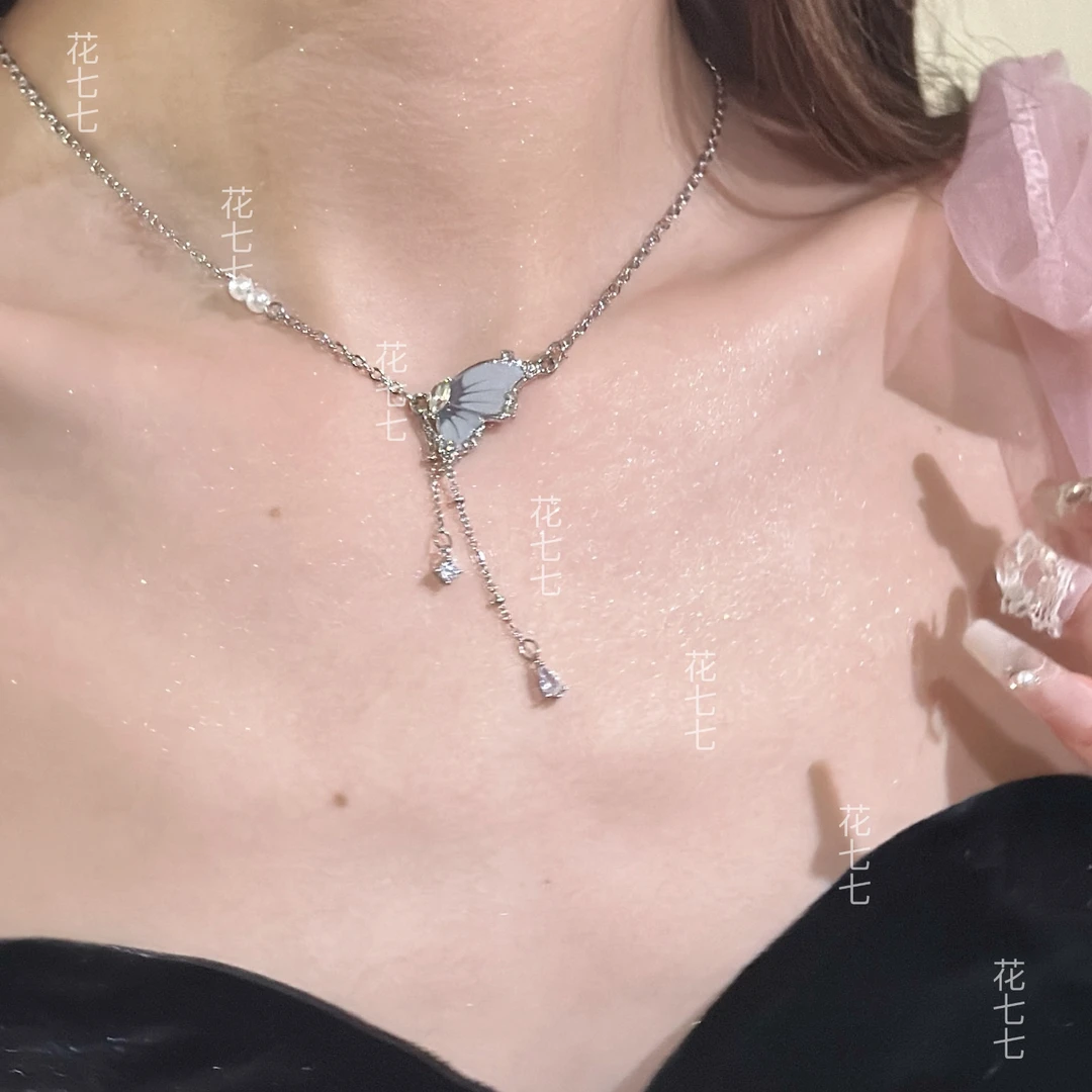 钛钢项链 甜酸蝴蝶项链百搭小众个性仙气锁骨链脖子配饰品春夏天