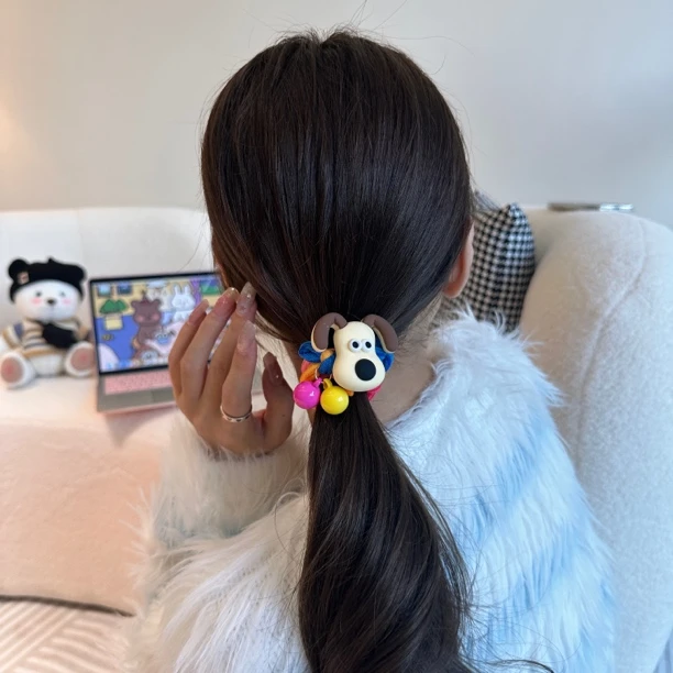 卡通小狗大肠发圈女高弹力耐用橡皮筋头绳扎头发儿童气质可爱头饰