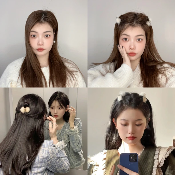 炸毛毛球小抓夹可爱毛绒公主头小号发抓刘海夹前额蓬松碎发