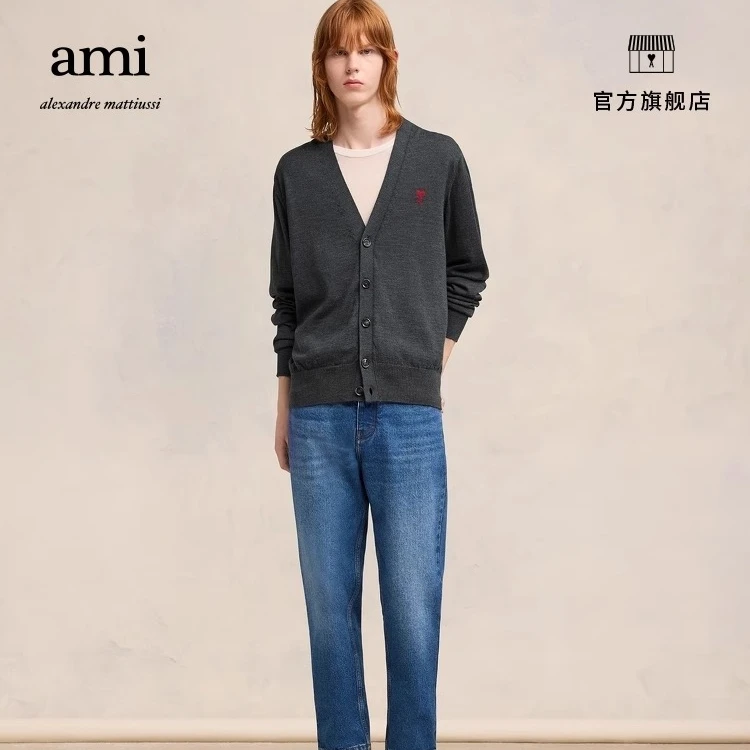 AMIPARIS男士经典款红色爱心美利奴羊毛毛衣HKC111.KN0025
