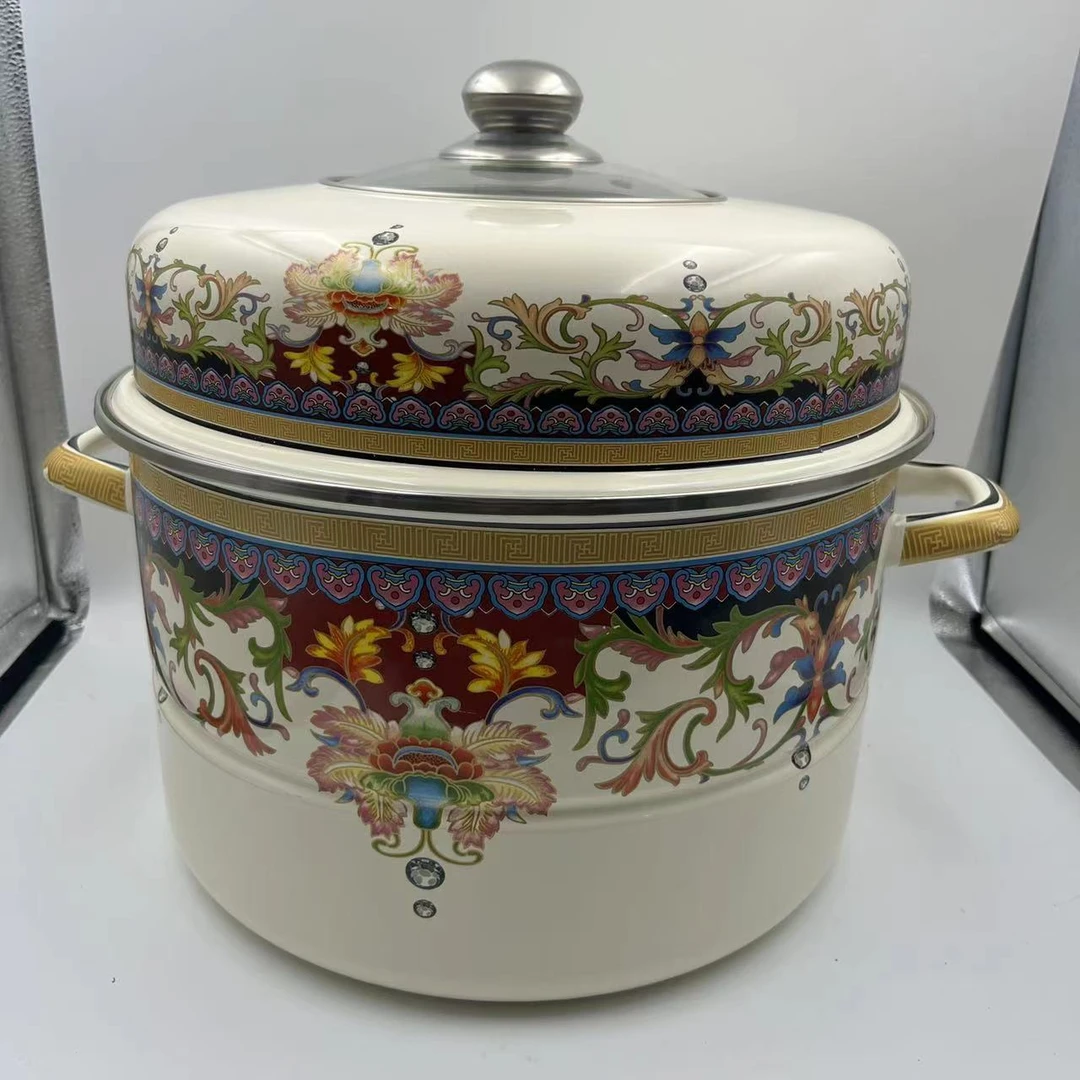 34cm【珍品】蒸锅双层蒸锅带蒸格可视盖子加厚蒸锅不挑灶具