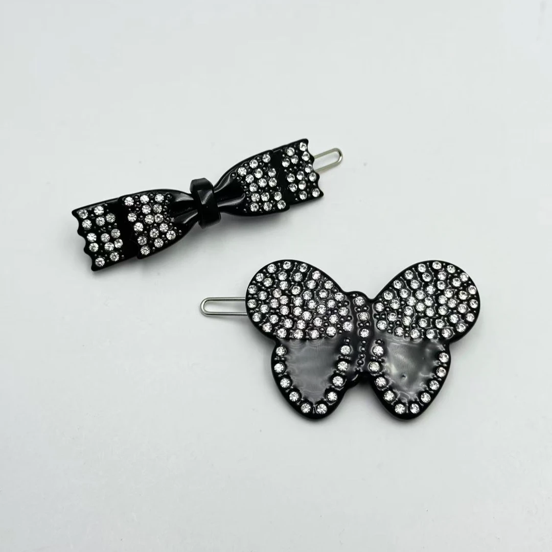 1374-1378-1407韩系新款时尚高级醋酸小扣夹气质可爱百搭黑色复古