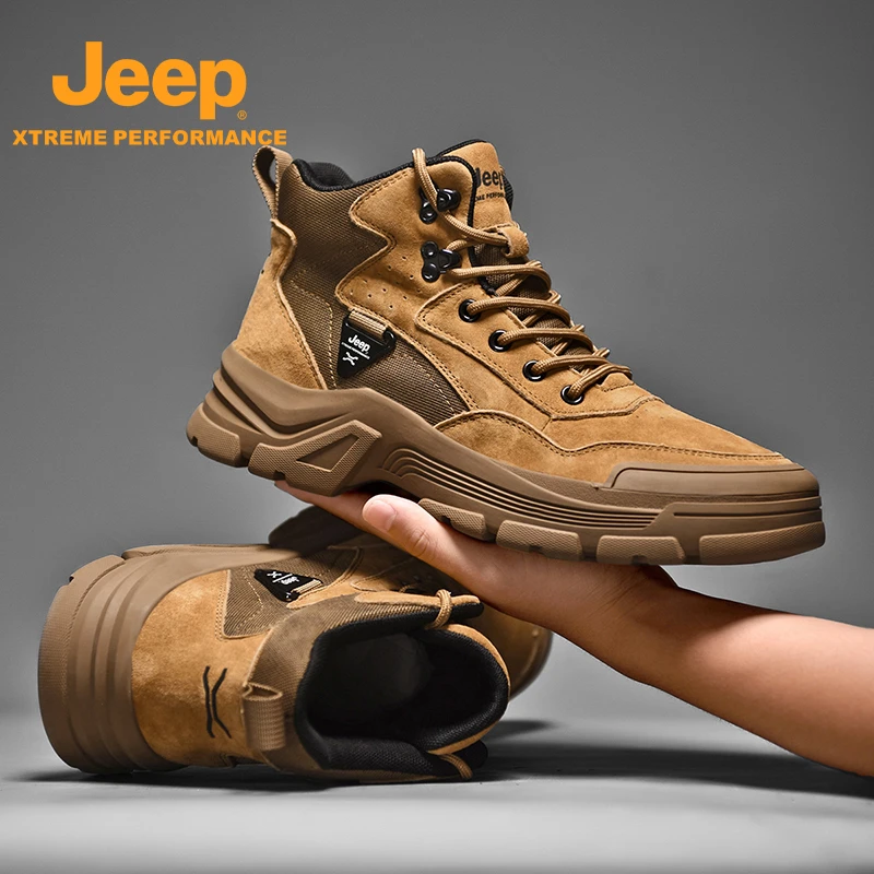 JEEP/吉普户外运动男士英伦登山鞋耐磨高帮秋冬季徒步爬山运动鞋