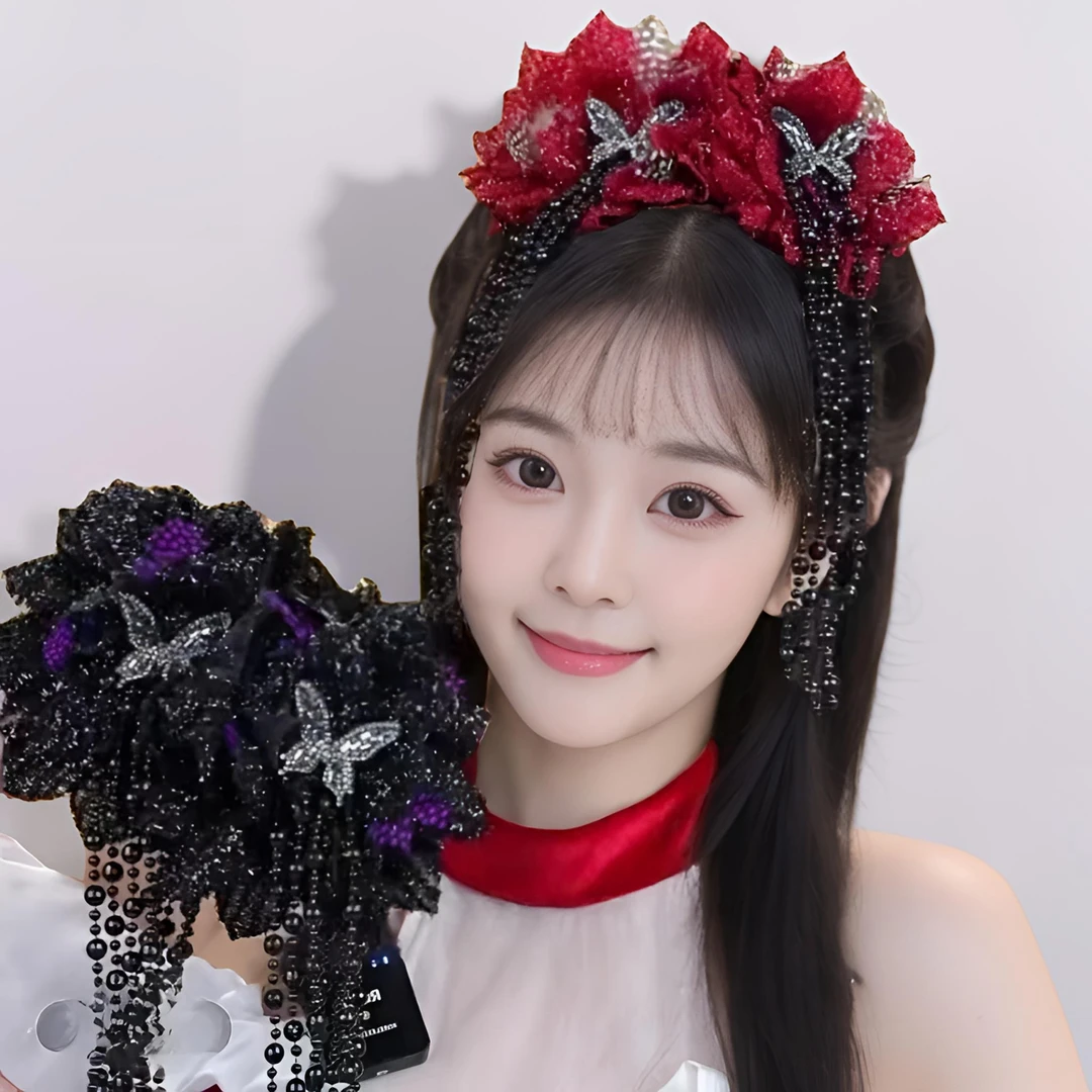 落日黄昏冬季新款流苏花朵鲨鱼夹优雅大气抓夹温柔百搭古风头饰女