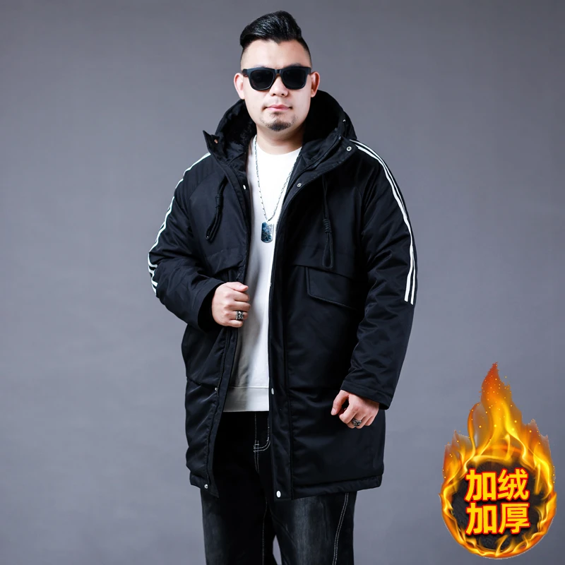 冬季350斤大码男装棉服胖子加绒保暖厚棉袄百搭连帽中长款棉衣8XL