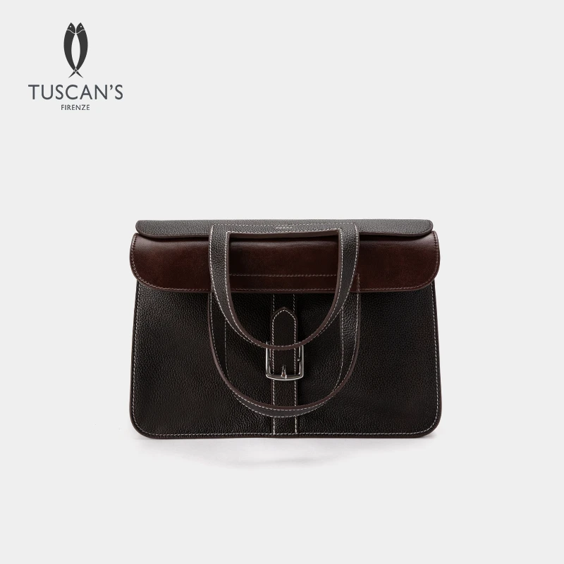 TUSCAN'S头层牛皮通勤单肩手提包大容量斜挎真皮女包时代双鱼
