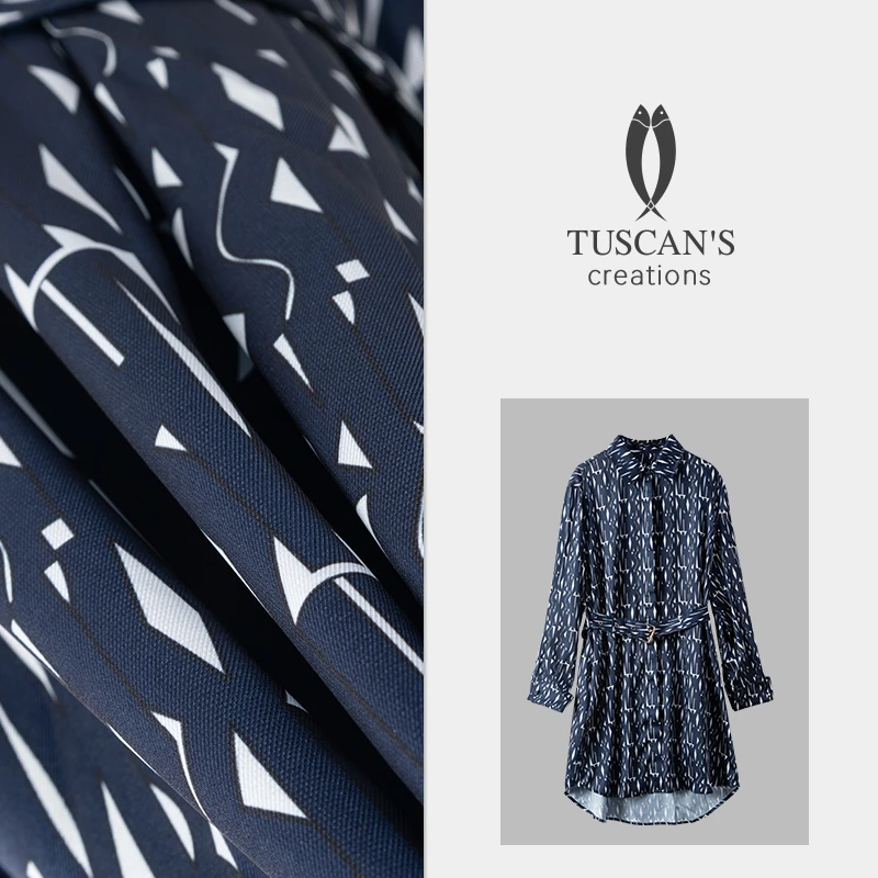 TUSCAN'S CREATIONS时尚休闲潮流印花连衣裙复古百搭韩版提花长裙