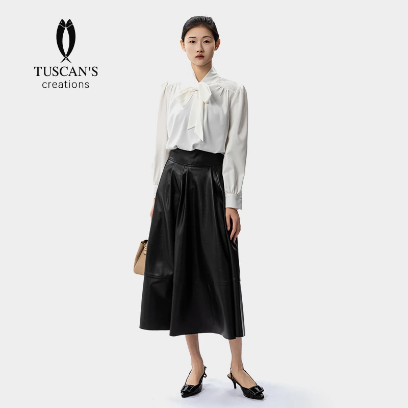 TUSCAN'S CREATIONS女款通勤半裙廓形感百褶裙高腰半身裙TS时代