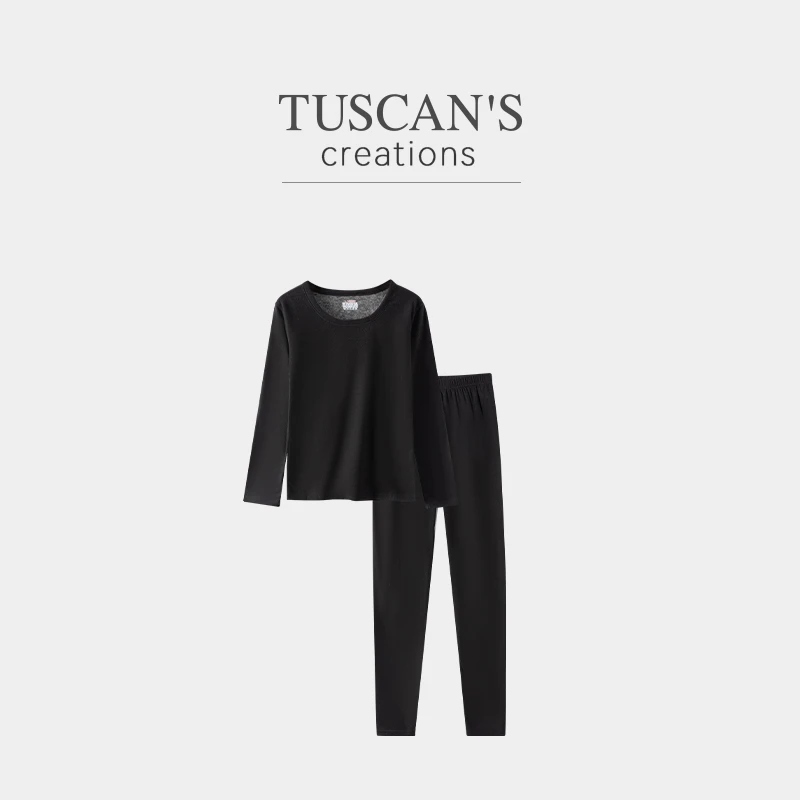 TUSCAN'S CREATIONS秋冬款经典百搭纯色打底女士保暖内衣套装