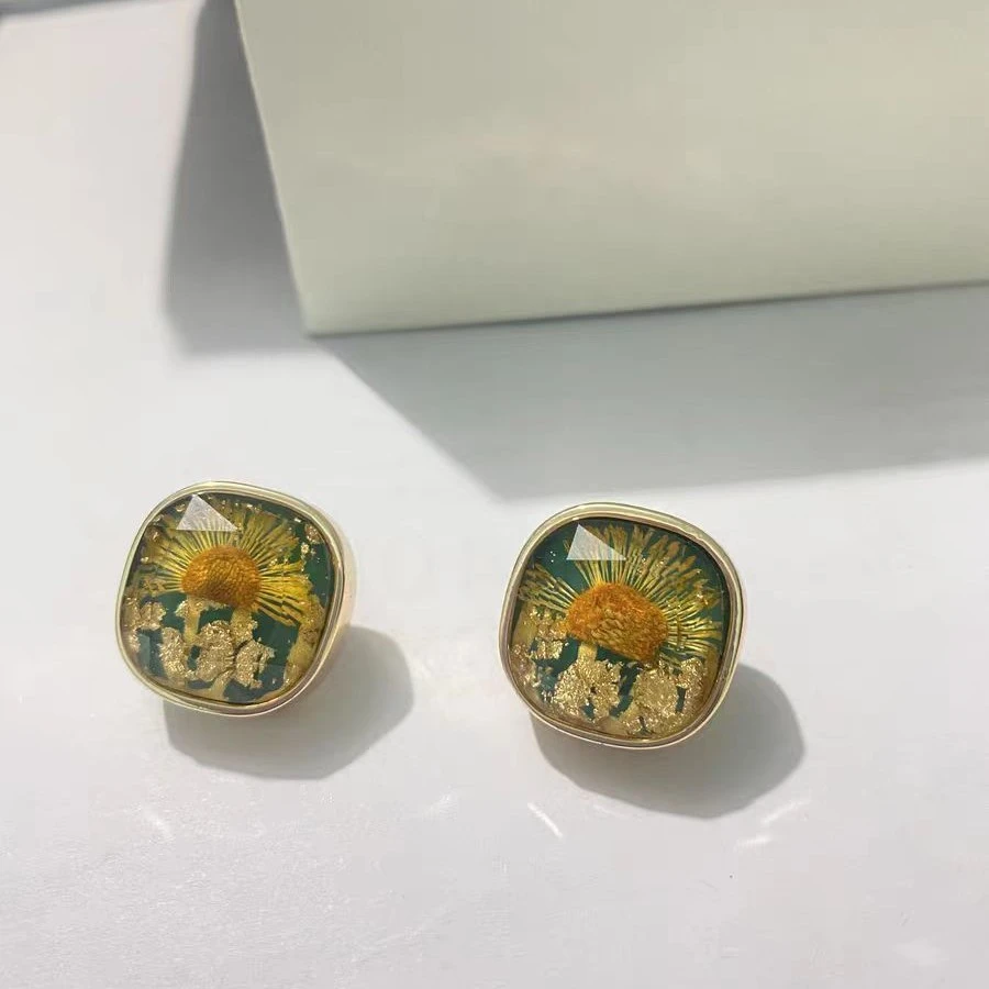 oushiyuan/欧饰缘 铜合金耳饰 TY中古天然干花系列耳钉441