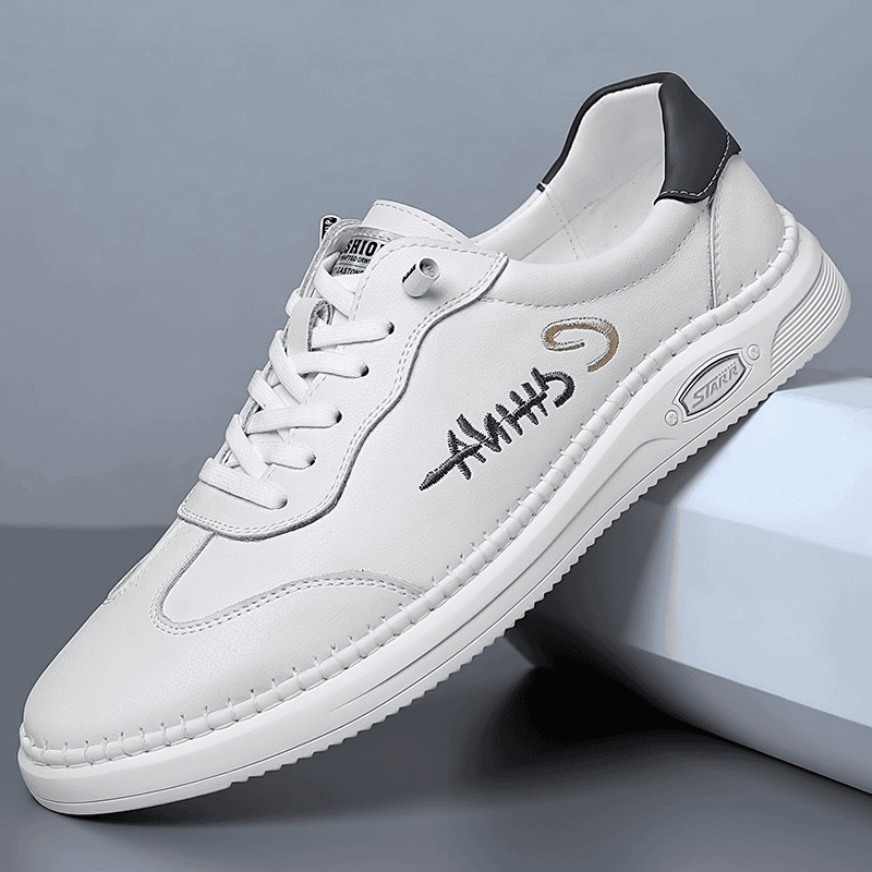 男鞋夏季2024新款小白鞋真皮牛皮透气软底软面鞋子男士板鞋休闲鞋
