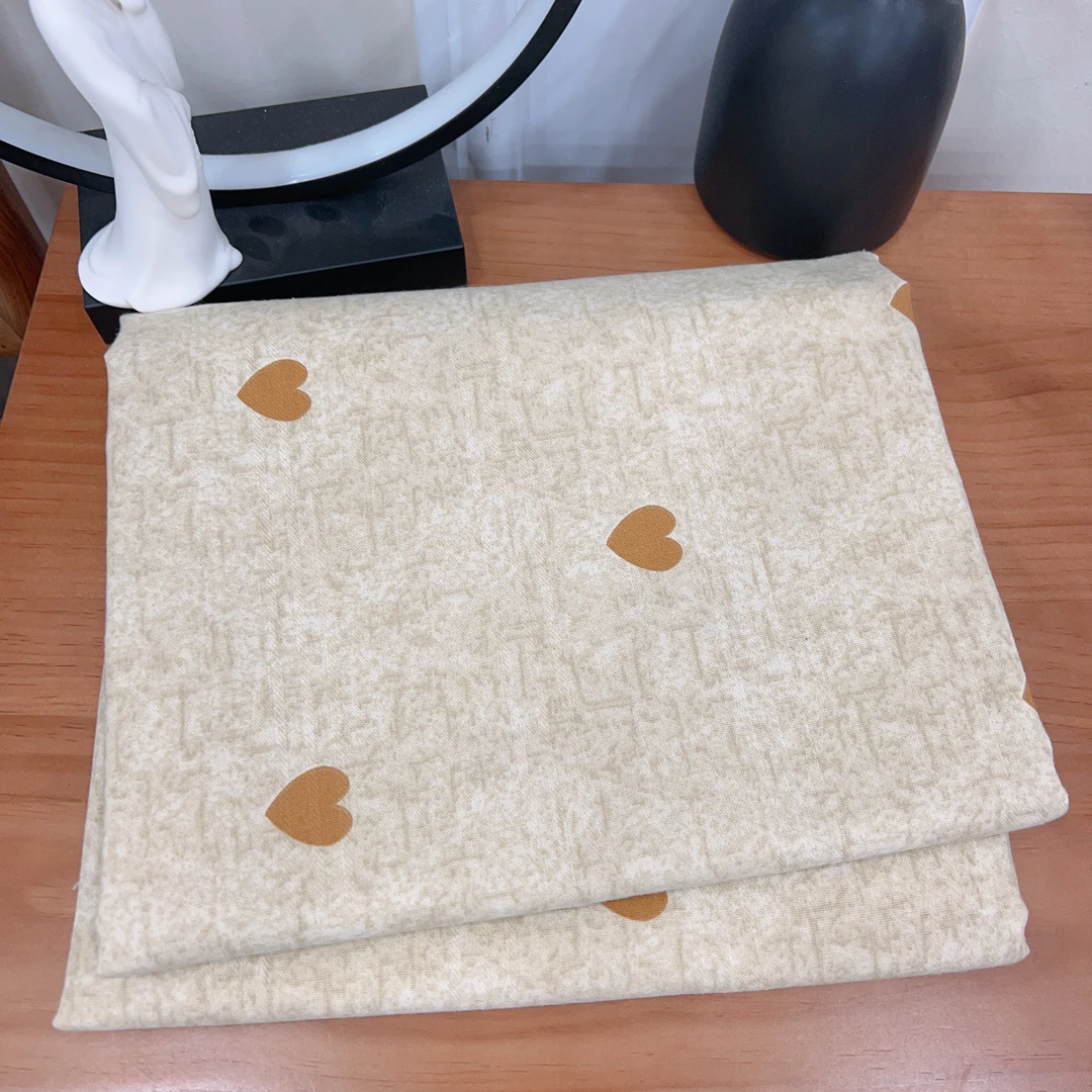 【咖色爱心】-2X2.3纯棉细纱老粗布双人被套