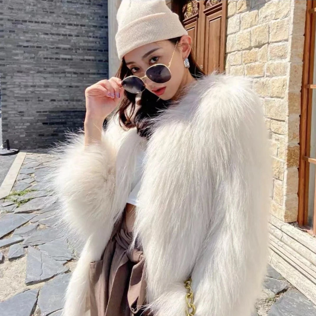 ｛53衣长｝新款貉子毛双面编织加密加厚短外套冬季时尚百搭