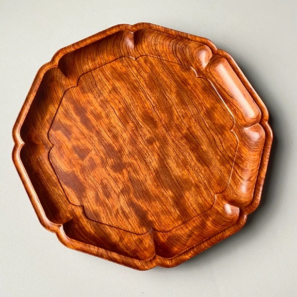 【小明家】#900 巴西花梨葵口托盘