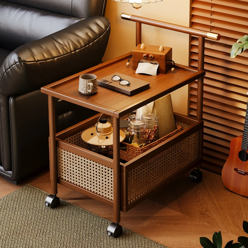 可移动沙发边几客厅家用茶几侧边柜卧室床头置物架简易中古小推车