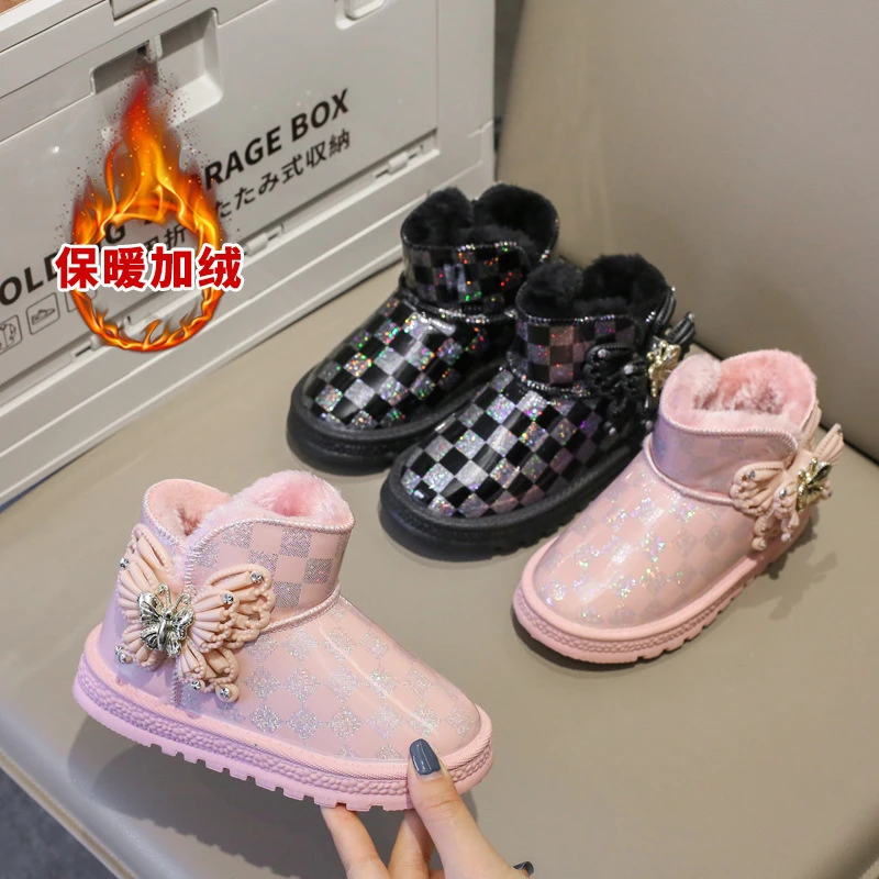 回力瑞女童鞋雪地靴2023冬季新款儿童大棉鞋加绒加厚宝宝儿童鞋子