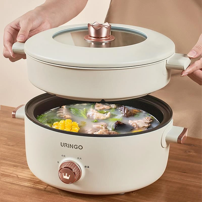 日本2024新款电煮锅家用多功能小型学生一体锅蒸煮不粘锅电热火锅
