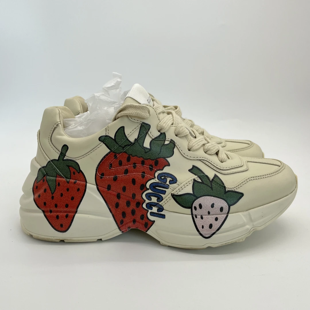 95新 GUCCI/古驰 38.5码 古驰GUCCI 女士草莓老爹鞋