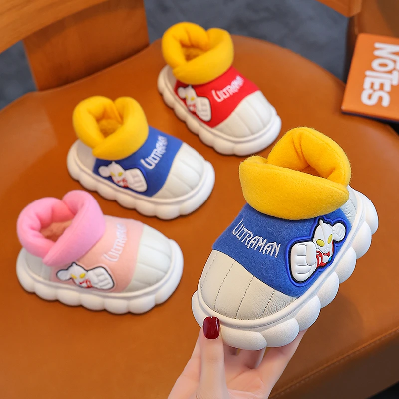 新款秋冬奥特曼儿童棉拖鞋男女童室内卡通拖鞋男童婴幼儿宝宝棉鞋