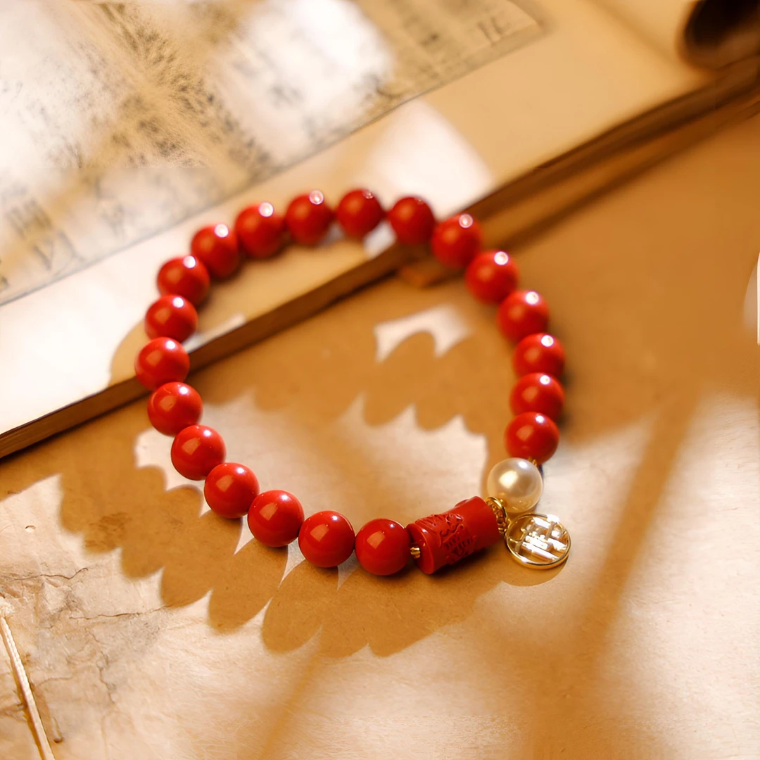 灵丹真朱 含辰砂工艺品M『莉莉专属』朱砂桶珠设计款手串8mm