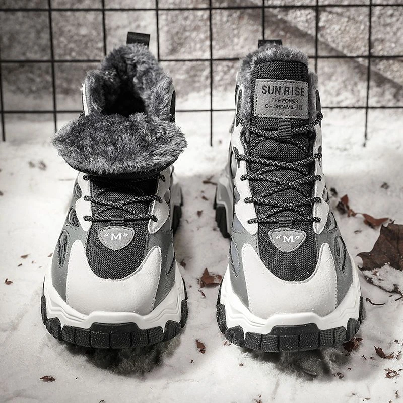 雪地靴男冬季加绒加厚保暖防水防滑户外厚底冬天高帮东北大棉鞋男