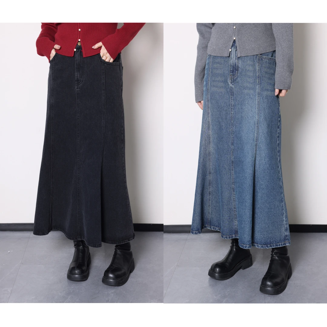 QC杨杨【浪漫基因】微胖大码女高腰时尚显瘦牛仔鱼尾半身裙ZY311X70