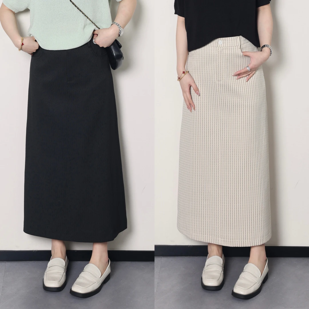 QC杨杨【集市随行】微胖大码女夏百搭显瘦休闲直筒半身裙ZY404Q25