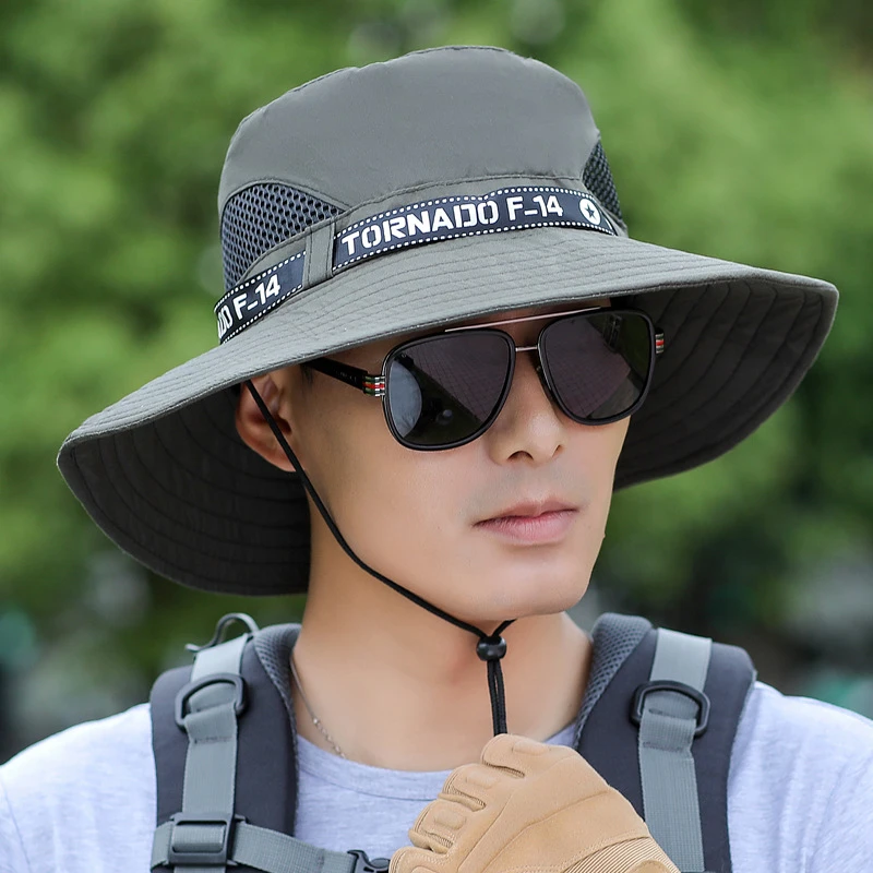 帽子男夏天大檐户外钓鱼登山帽渔夫帽薄遮阳帽登山休闲太阳帽子潮
