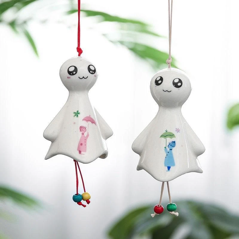 景德镇陶瓷晴天娃娃风铃房间装饰用品女生同学生日礼物车载挂件