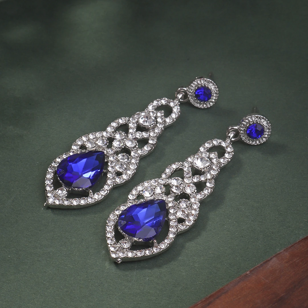 合金仿水晶耳饰 女神必备欧美奢华合金镶钻耳环时尚新娘婚礼耳饰