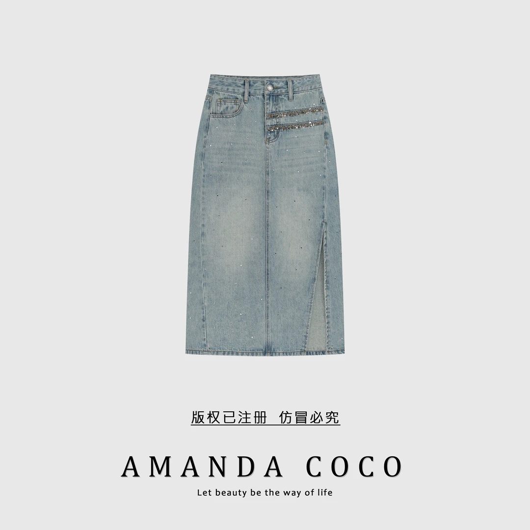 COCO 静静 | 高定烫钻气质显瘦牛仔裙