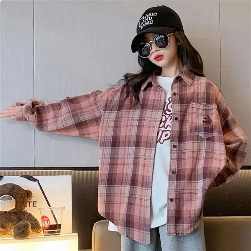 女童学生衬衫外套春秋新款中大儿童长袖洋气时尚休闲百搭宽松韩版