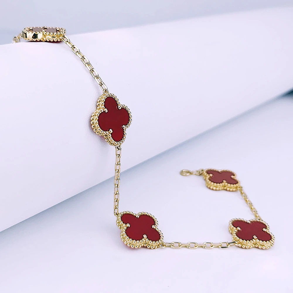 18k金镶嵌中号15mm手链红玛瑙