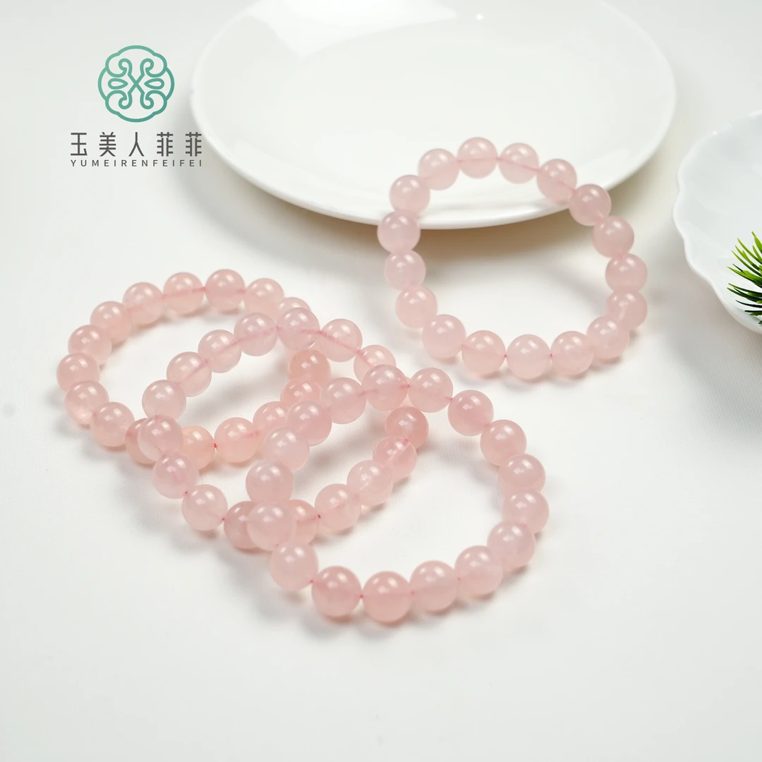 菲菲珠宝好@西柚粉水晶单圈手串-圆珠约12mm-多样性发一