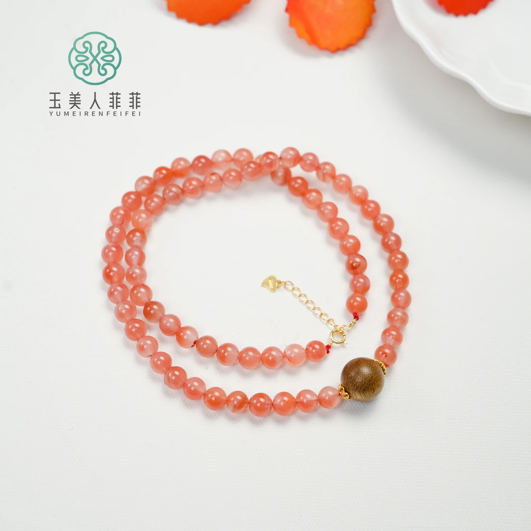 菲菲珠宝好@S925南红项链-圆珠约6mm/多样性发一