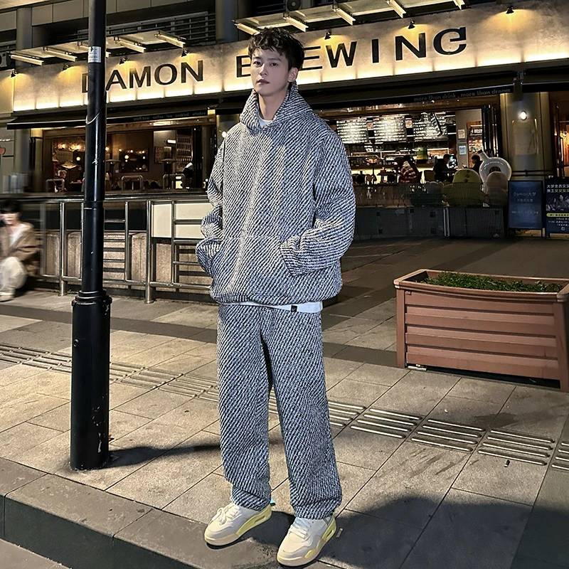 小香风重磅卫衣卫裤套装男25春季新款时尚休闲运动穿搭男生一整套