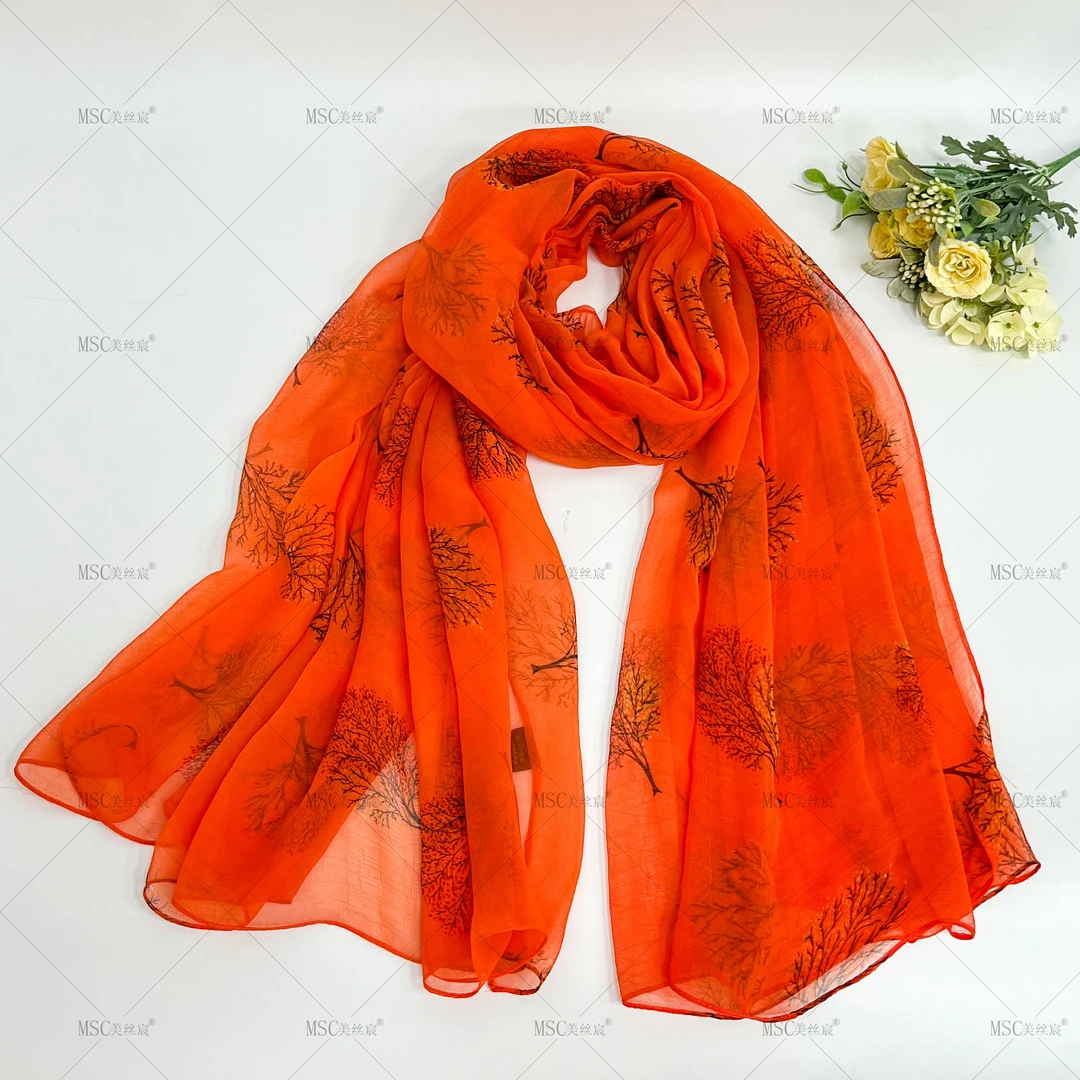 美丝宸新款发财树140*180大尺寸丝巾纱巾旅游度假拍照四季围巾