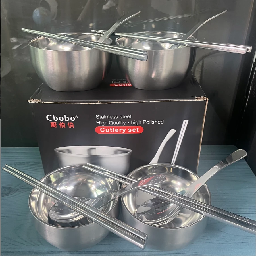 碗筷勺不锈钢餐具套装【十二件套】4碗+4筷+4勺