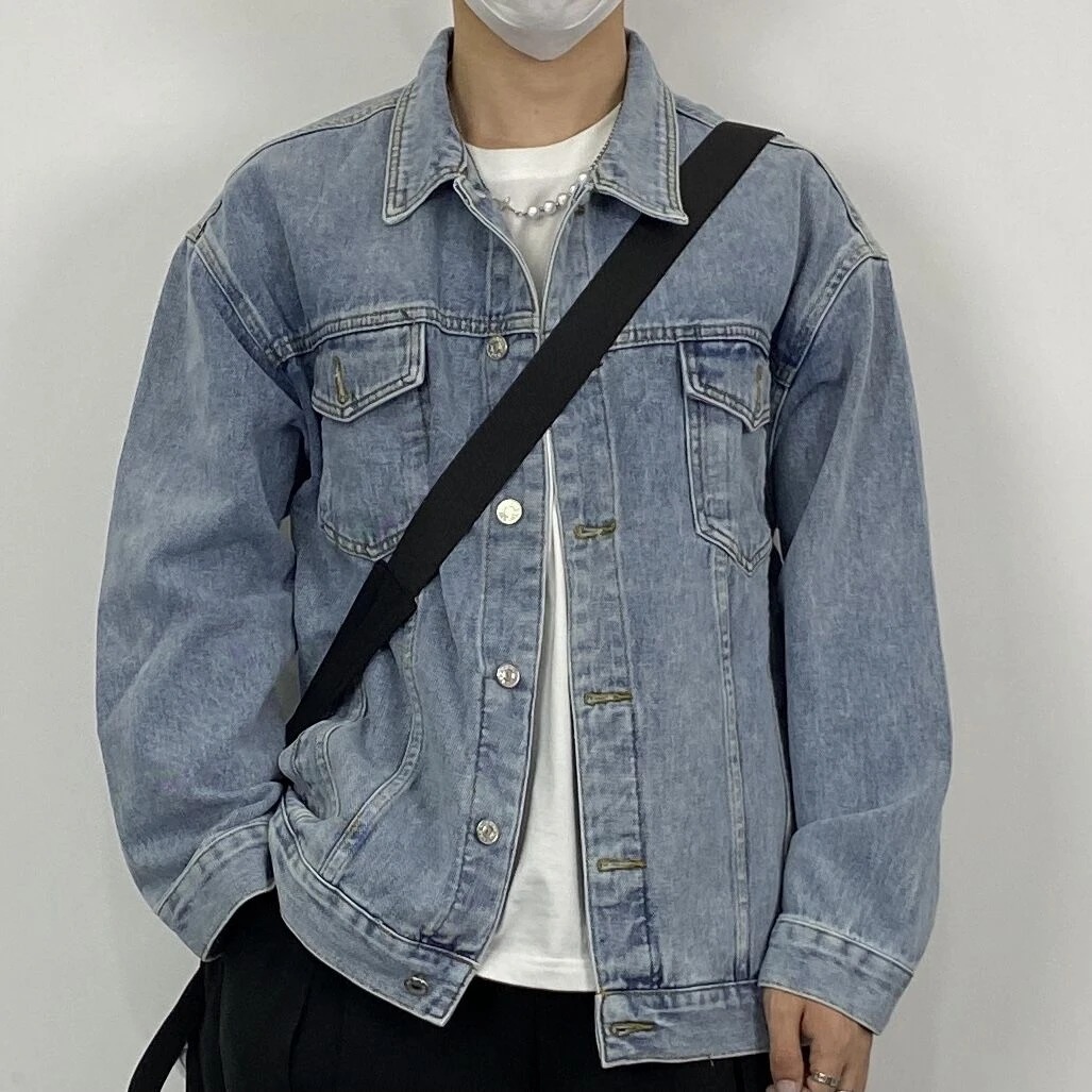 休闲牛仔外套潮流宽松翻领牛仔衣KJ88