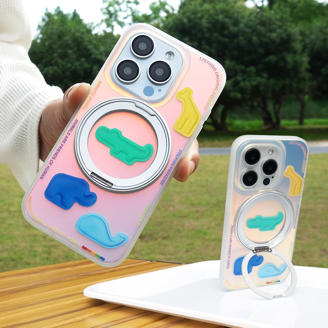 casegood原创镭射磁吸手机壳13旋转支架适用iPhone15promax苹果14