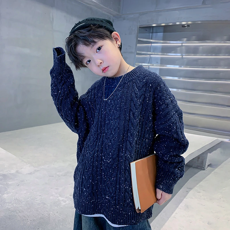 男童秋冬装半高领加厚毛衣2023新款中大儿童冬季宽松K234MY3618