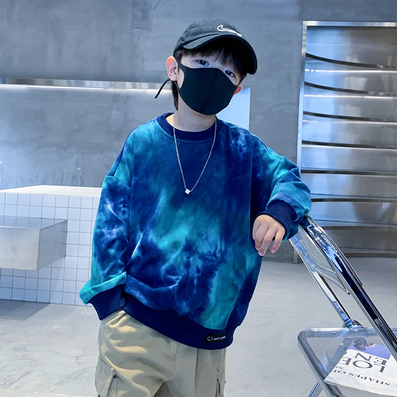 AS「墨水倒身上」扎染潮牌卫衣春秋儿童秋装长袖衣服K223WY1432